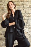 Hush Pillow Cotton Nero Boyfriend Shirt Black